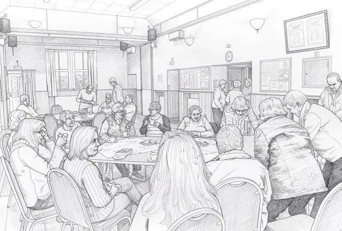 Village hall users at a regular coffee morning