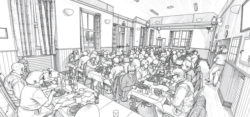 Village hall users at a regular coffee morning